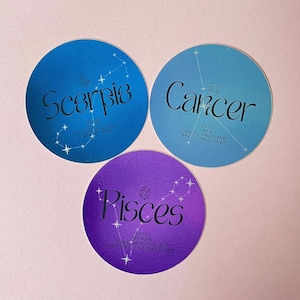 Adesivo Tarocchi, Adesivo in Vinile, Regali per Lei, Adesivo Segno Zodiacale Scorpione Pesci Cancro Laptop Adesivo Estetico Astrologia Segno Solare Segno Lunare