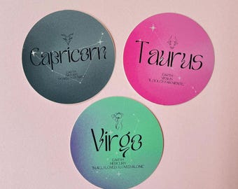 Zodiac Sign Sticker: Virgo, Taurus, Capricorn Vinyl Decal