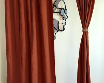 Dark Brick Red Color Organic Silky Soft Touch Curtain