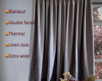 Linen-Look Thermal Blackout Curtain: Double Faced, Custom Size