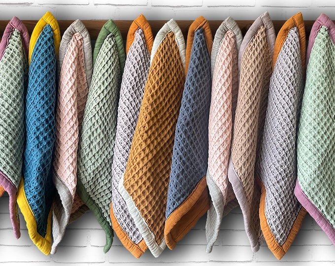 Double Layered Thick Natural Tea Towels – Organic Cotton Kitchen Dish Towels, Absorbent Eco Friendly Handmade Kitchen Cloths