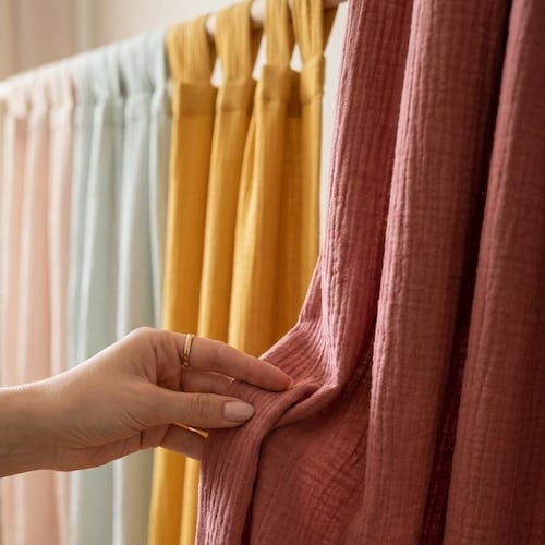 Organic Cotton Muslin Curtains, Handmade Gauze Window Panels, Custom Size Boho Curtains, Light Filtering Natural Drapes