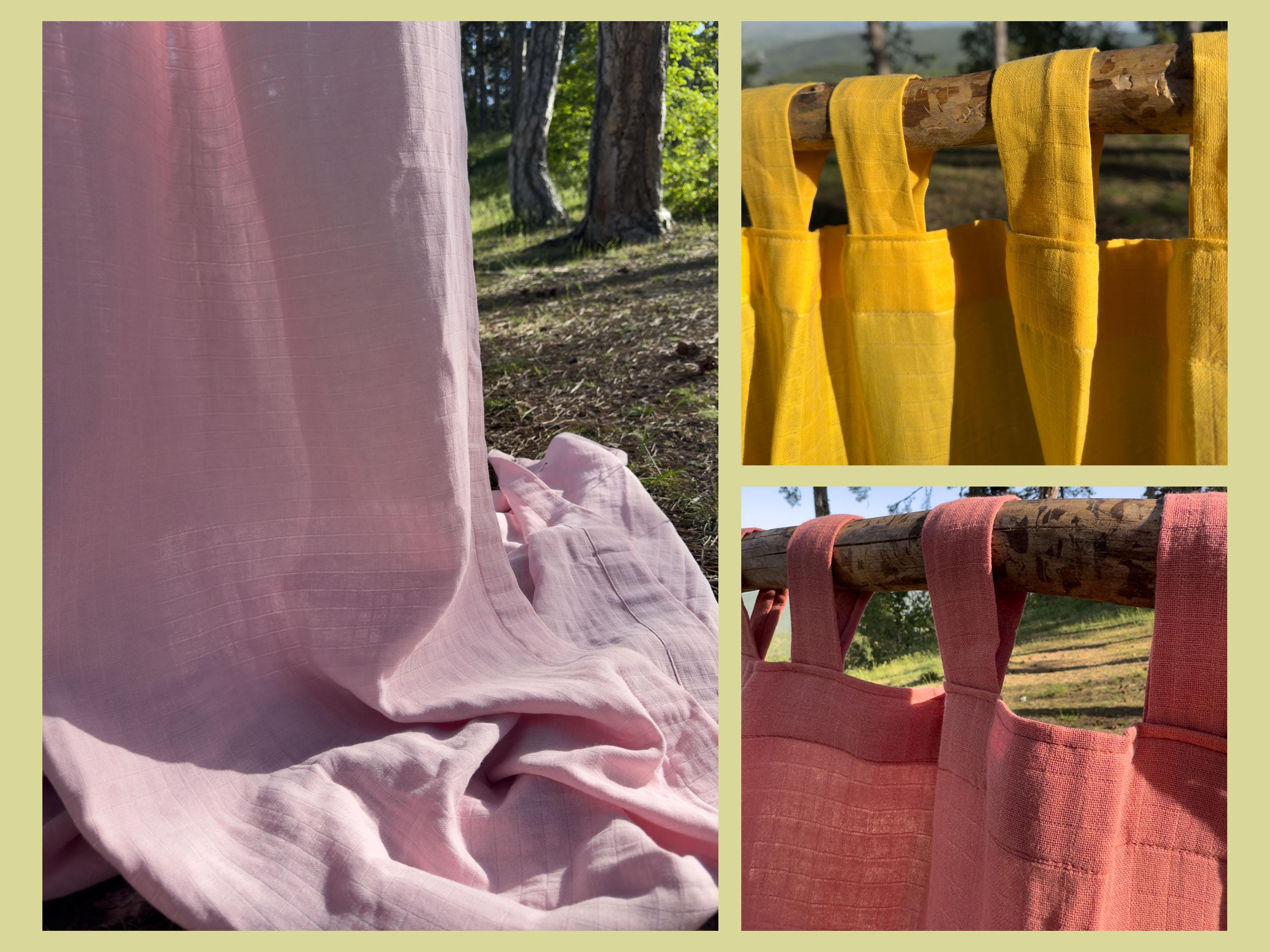 Handmade Organic Cotton Curtains – Natural Semi Sheer Drapes, Boho