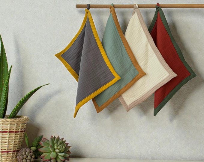 Double Layered Thick Natural Tea Towels – Organic Cotton Kitchen Dish Towels, Absorbent Eco Friendly Handmade Kitchen Cloths
