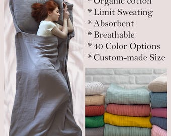 Organic Cotton Travel Sheet – Lightweight Camping Sleeping Sheet, Eco Friendly Backpacking Bedding, Breathable Travel Blanket