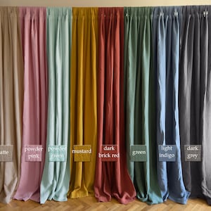 Cortinas de muselina de algodón orgánico: hechas a mano, 40 colores