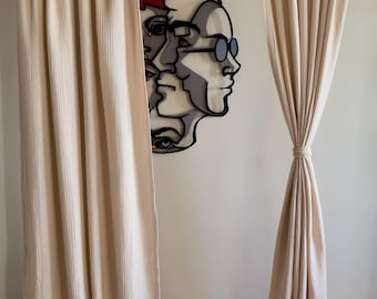 Natural %100 Organic Cotton 4 Layers &quot;NOT 2&quot; (Mink Color) Muslin Curtains, Custom Made for Living Room, Bedroom, Kitchen, Nursery