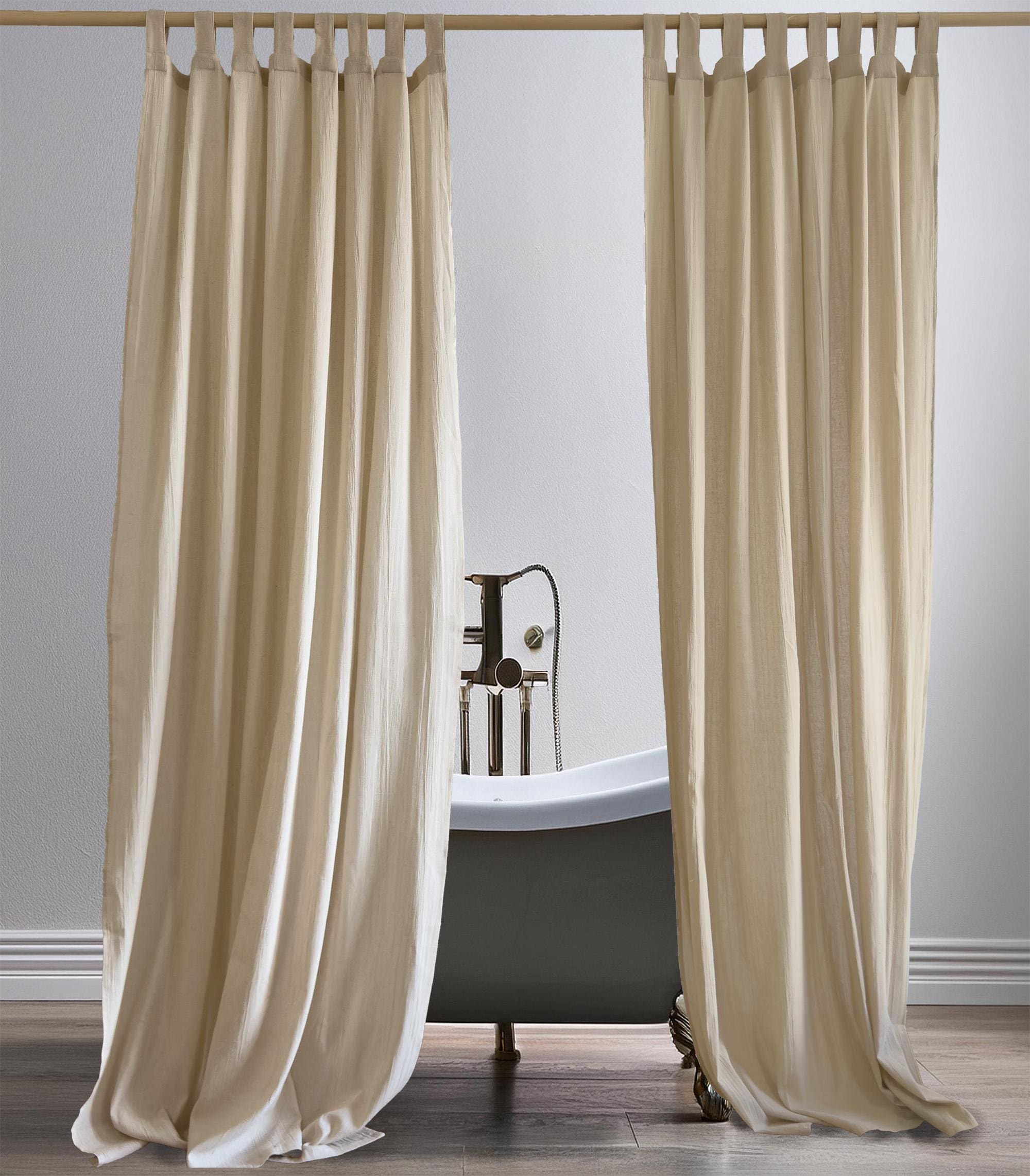Natural Shower Curtain Handmade – Organic Cotton Eco Friendly Bathroom