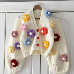 Soft Flowers Cardigan, Cardigan Women, Gift For Women, Fluffy Daisy Cardigan, Fashion Daisy Cardigan, Fluffy Cardigan, New Season Cardigan