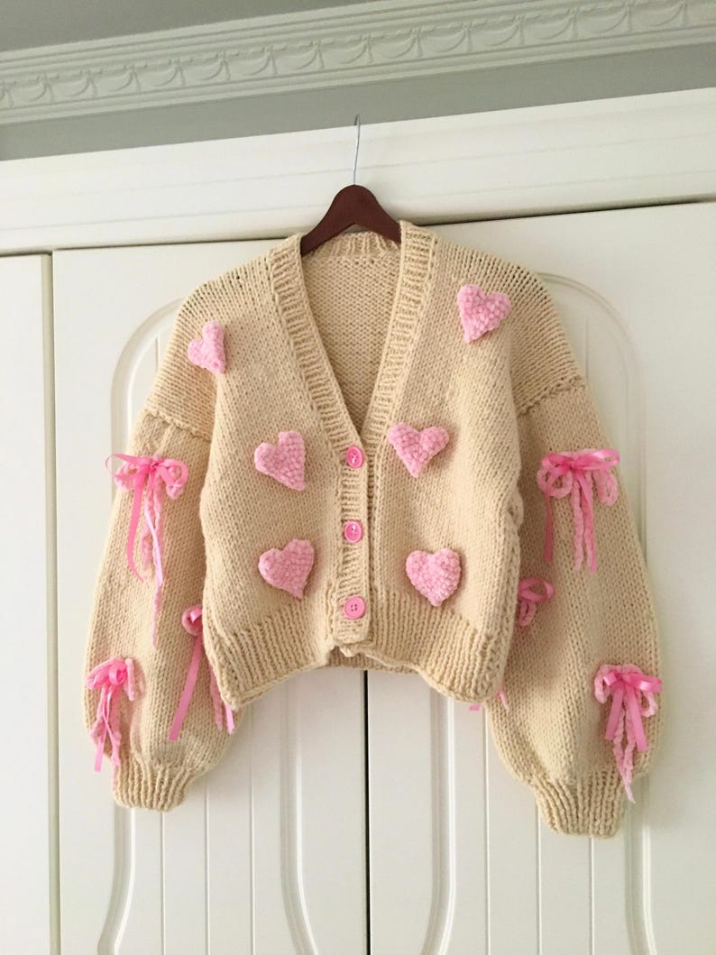 Sweet Pink Heart Knit Cardigan main image 0