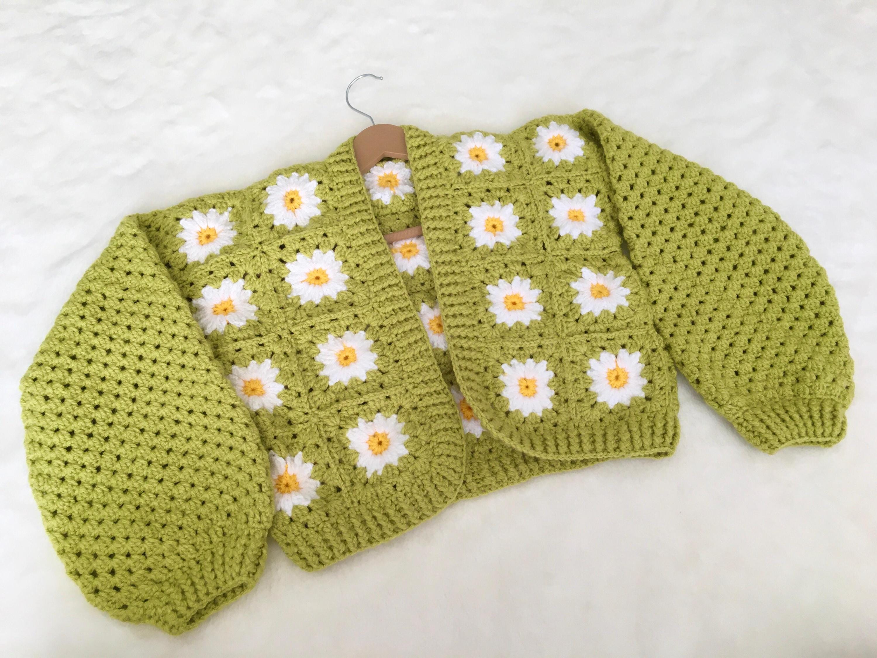 Ivory Crochet Cardigan with Granny Square Sleeves main image 0