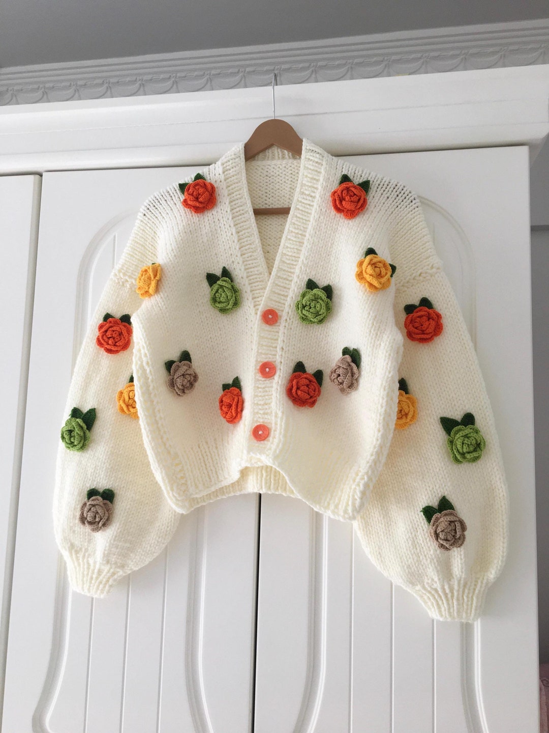 トップス FLOWER  RRL APPLIQUED WOOL CARDIGAN トップス FLOWER RRL APPLIQUED WOOL CARDIGAN Appliqué Knit Floral