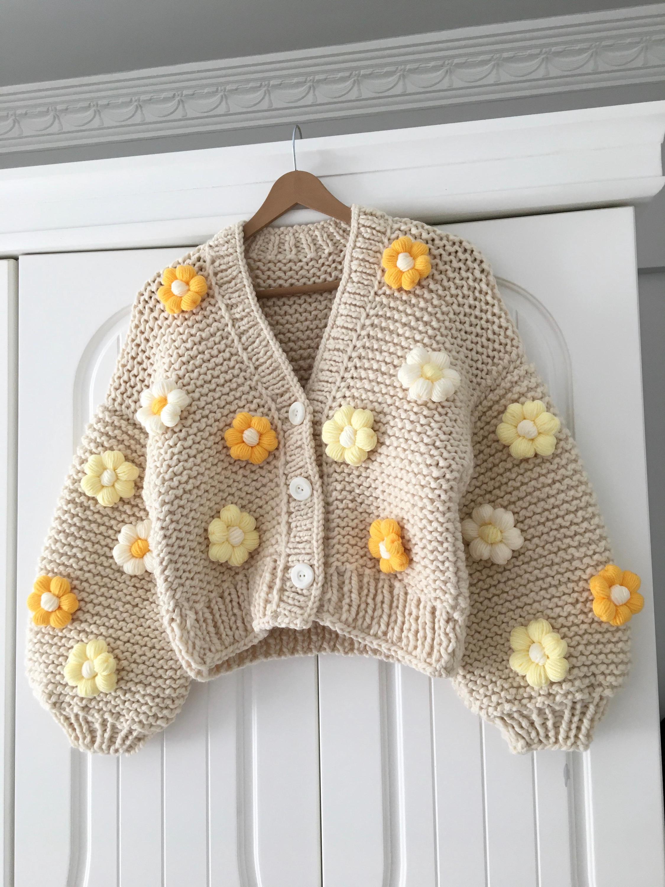 Yellow Flowers Daisy Cardigan, Cardigan Women, Gift for
