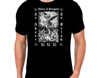 Fallen Angel Graphic T-Shirt: Baphomet Occult Design