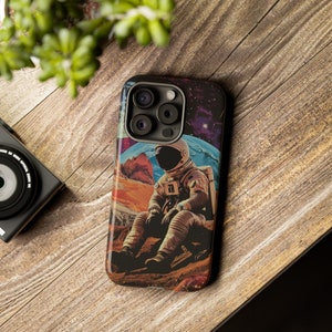 Estuche resistente de Apple para amantes del espacio, Estuche resistente de astronauta, Estuche resistente de planetas, Estuche resistente de luna, Estuche de teléfono gráfico colorido abstracto