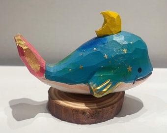 Wood carving gifts, wood carving whales, fantasy whales, wood carving ornaments