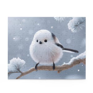 Shimaenaga Bird Puzzle from Hokkaido Japan Cute Snow Fairy Bird Jigsaw Gift for Bird Lovers Relaxing Winter Decor (120/252/500 pcs)