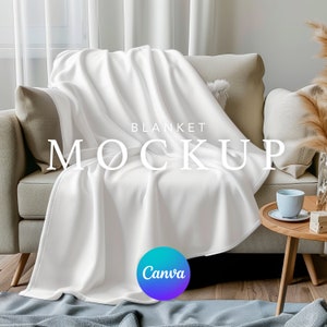 Blanket Mockup Template, Velveteen Plush Blanket, Minky Blanket, Canva Drag & Drop, PNG Canva Overlay, Transparent Blank Printify Mock up