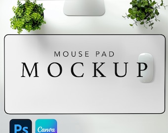 Mauspad, 31 x 15,5 Zoll Schreibtischmatte Mockup, Canva Drop PNG und Smart Objekt PSD, personalisierte Schreibtischmatte, Mauspad Mockup