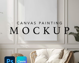 Mockup verticale canvas muurkunst, 18 x 24 inch boho woonkamer kunst aan de muur bewerkbaar canvas schilderij mock-up sjabloon, slim object PSD en canvas, canvas png PNGEgg