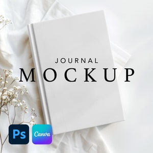 Maquette de journal à couverture rigide, impression de journal au trait ligné mat, maquette de journal imprimée enveloppante, objet intelligent Canva glisser-déposer PNG PSD