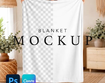 Decke Mockup Template, Samt Plush Cover, Minky Decke, CanvaDrag & Drop, PNG Overlay, Transparent Blank