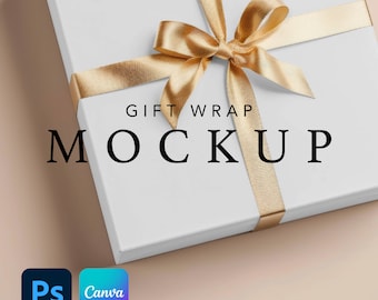 Gift Wrap Paper Mockup, Wrapping Paper Mockup, Minimalist, Clear Wrapping Paper Mock-up, Canva Drag & Drop PNG, Photoshop Smart Object