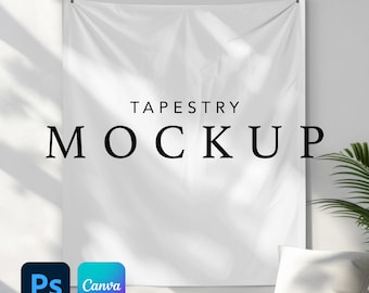 Mockup wandtapijt, 50 x 60 inch woonkamer wanddecoratie, bewerkbare sjabloon wandtapijt, slim object PSD en canva, mock-up png PNGEgg