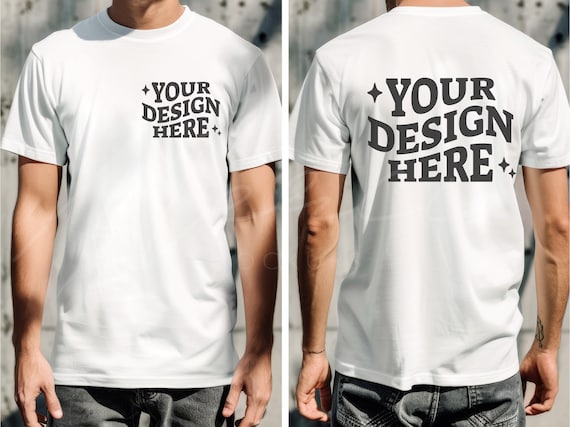 White Color T-shirt Mockup, Front and Back, Bella Canvas 3001