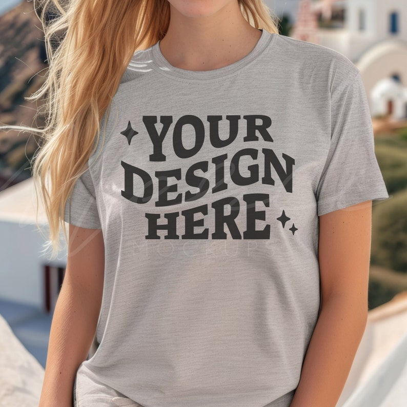 Ash Color T-shirt Mock-up, Bella Canvas 3001 Ash Gray T-shirt Mocks