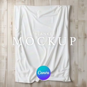 Blanket Mockup Template, Velveteen Plush Blanket, Minky Blanket, Canva Drag & Drop, PNG Canva Overlay, Transparent Blank Printify Mock up