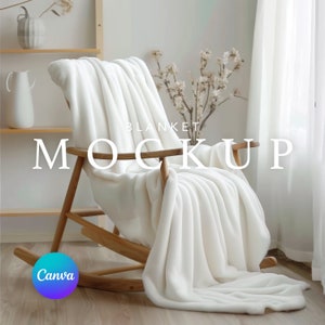 Blanket Mockup Template, Velveteen Plush Blanket, Minky Blanket, Canva Drag & Drop, PNG Canva Overlay PSD Smart Object, Transparent Blank