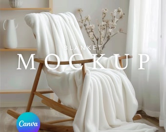 Blanket Mockup Template, Velveteen Plush Blanket, Minky Blanket, Canva Drag & Drop, PNG Canva Overlay PSD Smart Object, Transparent Blank