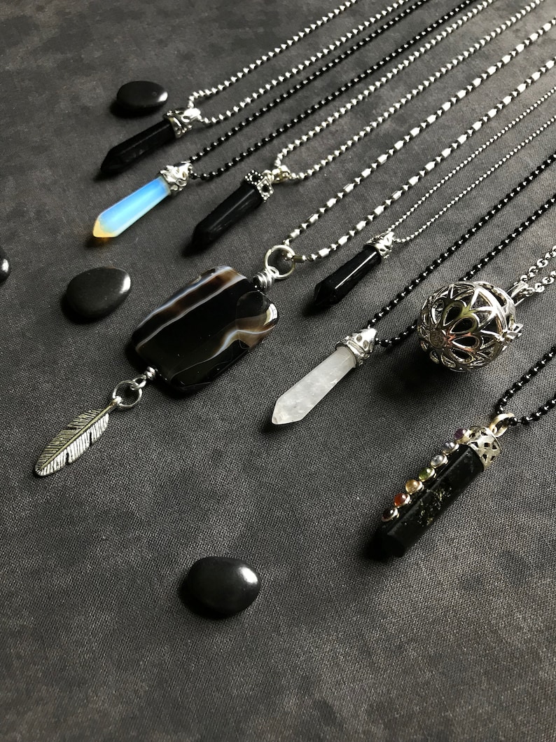 powerful woman crystals collection lot amulets magic metaphysical Wicca jewelry Midnight crystal jewelry