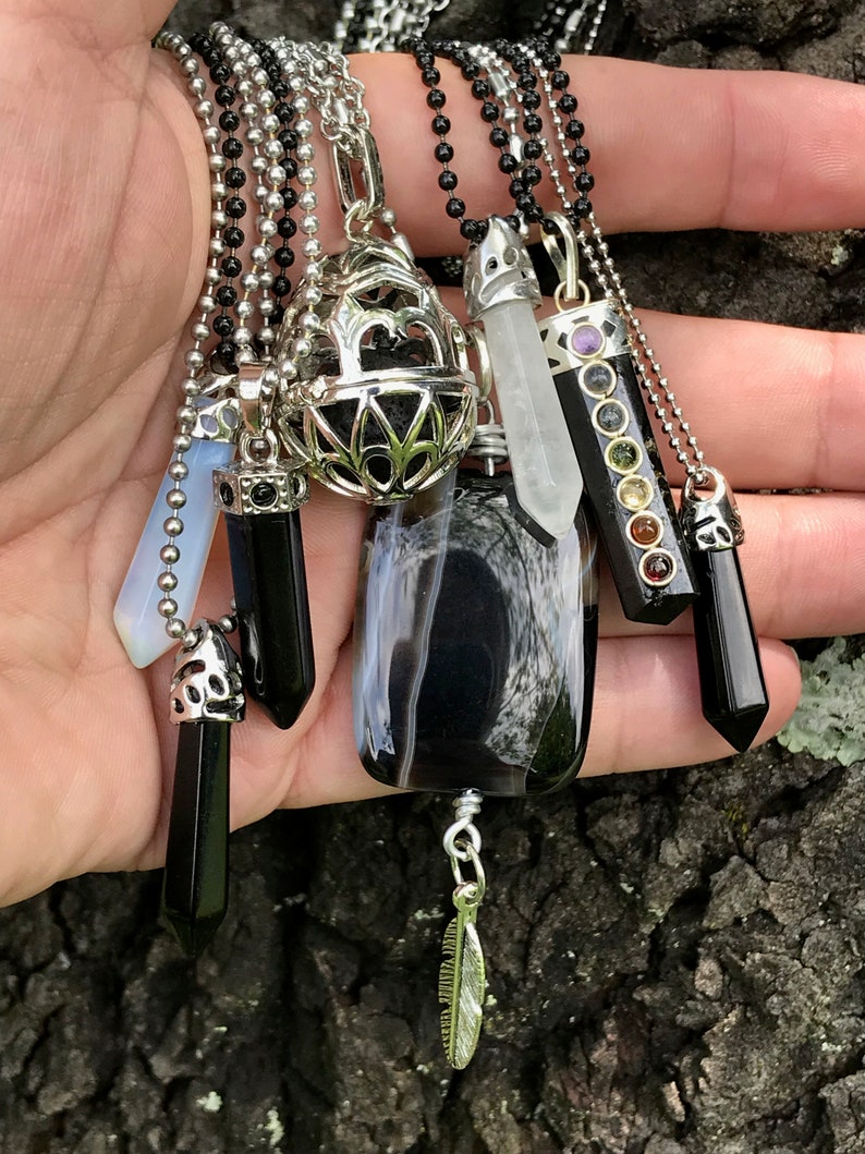 powerful woman crystals collection lot amulets magic metaphysical Wicca jewelry Midnight crystal jewelry