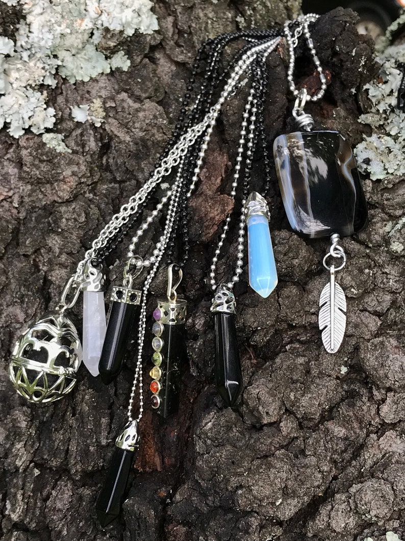 powerful woman crystals collection lot amulets magic metaphysical Wicca jewelry Midnight crystal jewelry