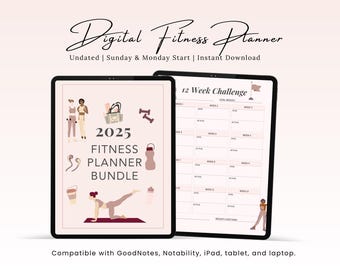 Fitness Planner - Exercise Planner - Fitness Journal - Workout Tracker - Fitness Challenge - Workout Journal - 2025 Calendars