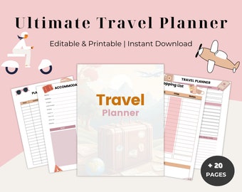 Pianificatore di viaggio/modello di itinerario Canva/pianificazione di viaggio/pianificatore di vacanze/pianificatore di viaggio su strada