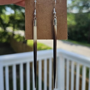 Porcupine Quill Dangle Earrings, Boho, Oddity Jewelry