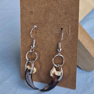 Real Coyote Claw Earrings: Gothic Bone Jewelry, Oddity Gifts