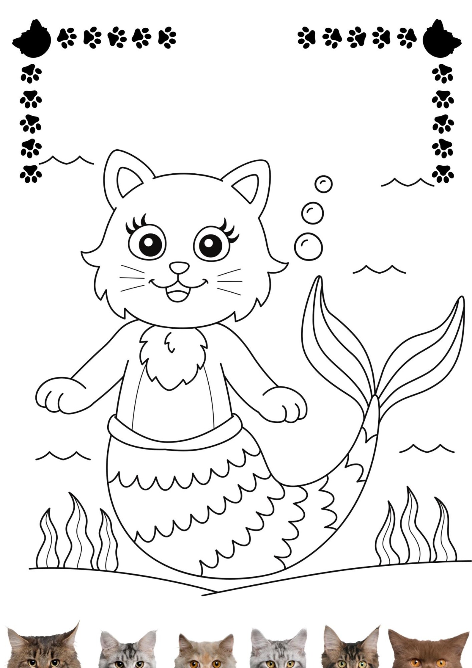Cute Cats Coloring Pages for Kids – Printable PDF | 30 Fun Cat Designs ...