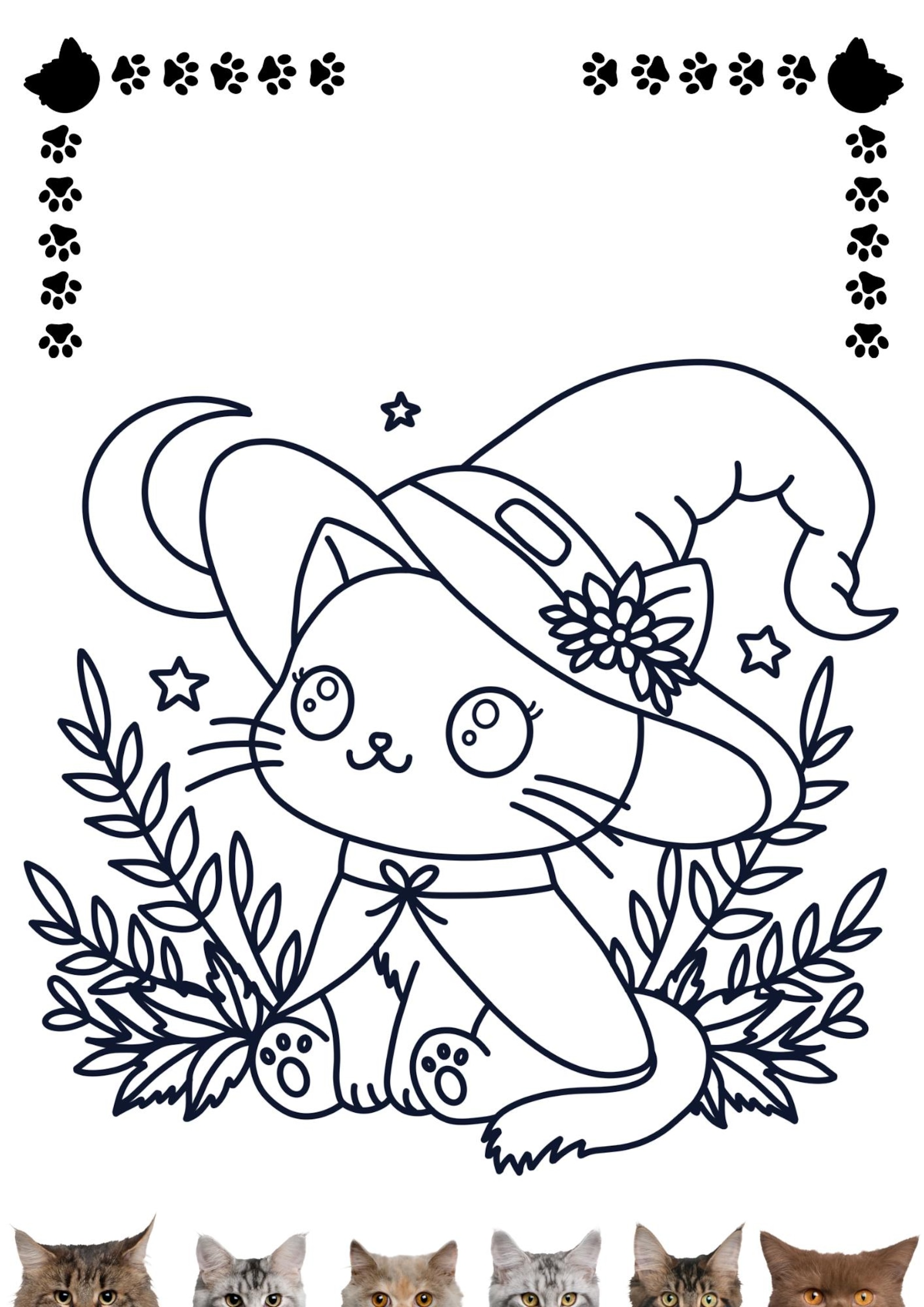 Cute Cats Coloring Pages for Kids – Printable PDF | 30 Fun Cat Designs ...