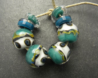 CrazyCatGlass Lampwork Boro Glass Beads Handmade Orion Rounds