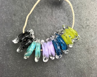 CrazyCatGlass Lampwork Boro Glass Beads Handmade Staples Drippy Pairs