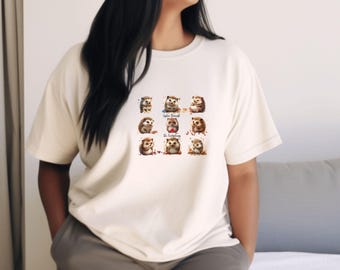 Hedgehog Illustration T-Shirt, Animal Lover Gift