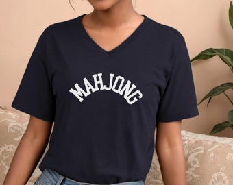 Mahjong V-Neck Shirt, Game Night Tee