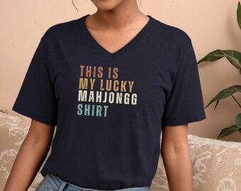 Mahjong V-Neck Shirt, Lucky Game Night Tee