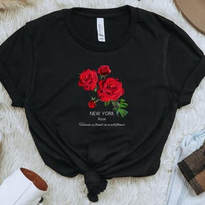 New York Rose Wildflower T-Shirt: Botanical Graphic Tee