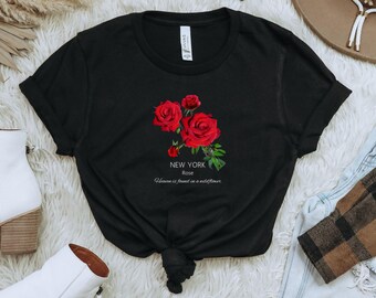 New York Rose Wildflower T-Shirt: Botanical Graphic Tee