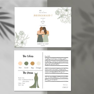 ブライズメイド ガイド カード、編集可能な Canva テンプレート、シンプルでパーソナルなデジタル ダウンロード
